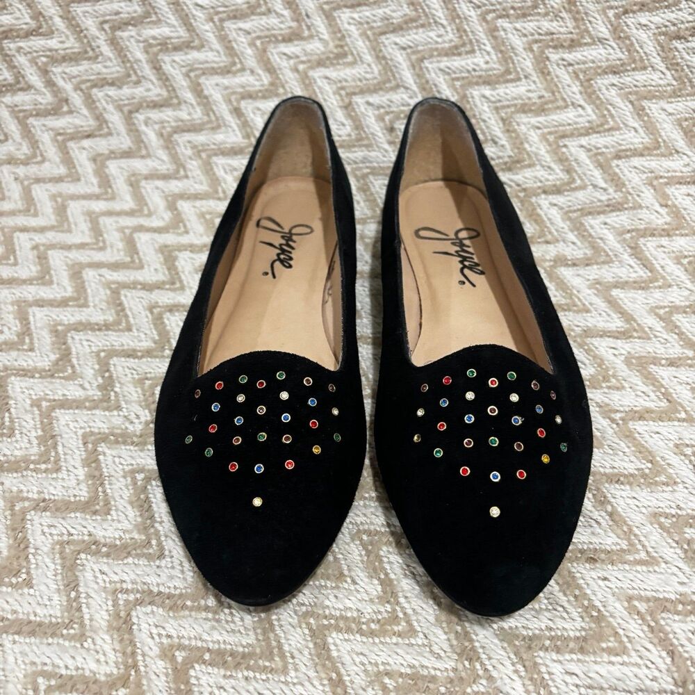 Vintage Joyce Women's Black Velvet Rainbow Studded Comfort Loafers Size 7.5 - Picture 2 of 9
